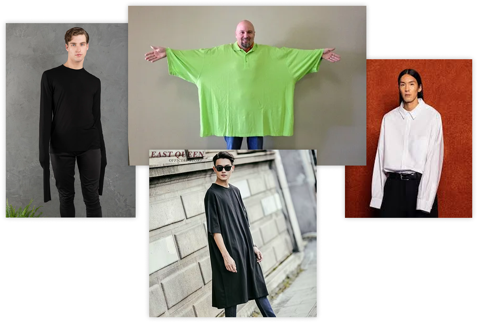 People wearing shirts that are wildly too large or have ludicrously long sleeves