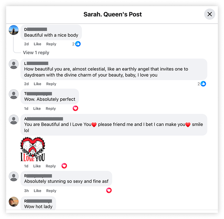 Comments on the above picture, mostly variations on Beautiful and I love you